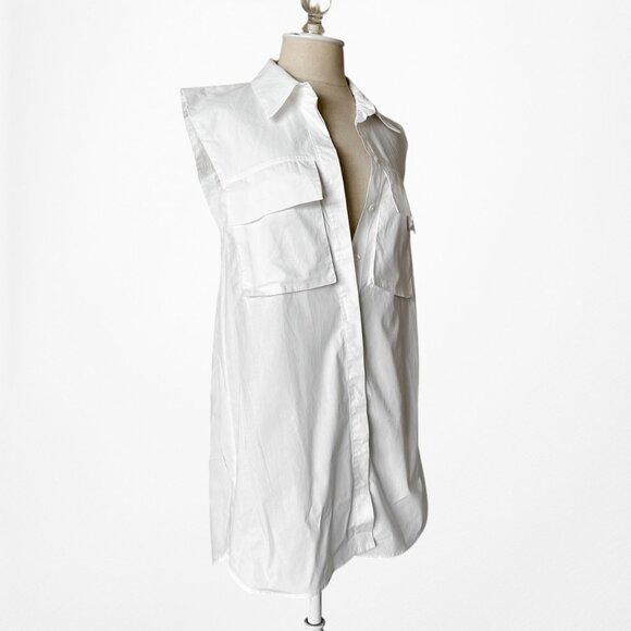 Zara Sleeveless Oversized Button Down Shirt Dress Tank Top Size XS/S - Picture 6 of 8